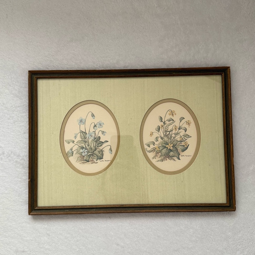 Vintage Signed Nellie Meadows Botanical Print Wall Art Elegant classic